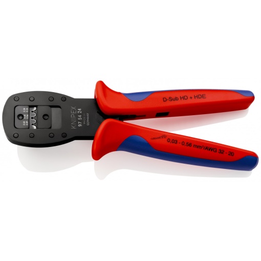 KNIPEX 97 54 24 Clește de sertizare pentru fișe miniaturale Sertizare paralelă cu manşoane multicomponent brunat 190 mm