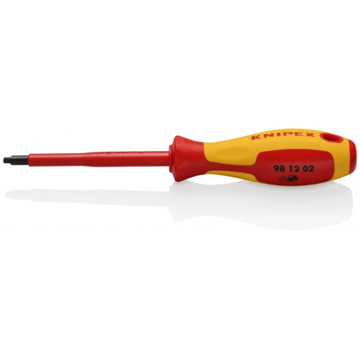 KNIPEX 98 12 02 Șurubelnița pentru șuruburi Robertson R2 mâner izolator multicomponent, testat de VDE brunat 210 mm