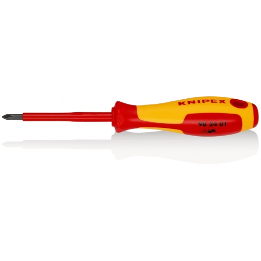 KNIPEX 98 24 01 șurubelniță pentru șuruburi cu fantă în cruce Phillips® mâner izolator multicomponent, testat de VDE brunat 187 mm