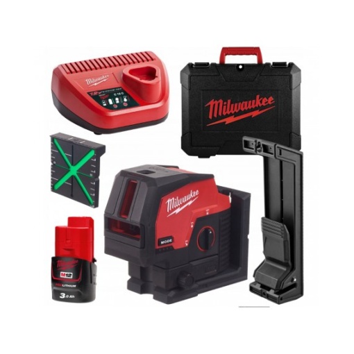 Laser M12™ cu linie transversală verde cu puncte de verticală Milwaukee M12 CLLP-301C