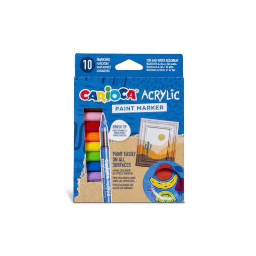 Marker cu vopsea acrilică și vârf pensulă Carioca 10 buc/set