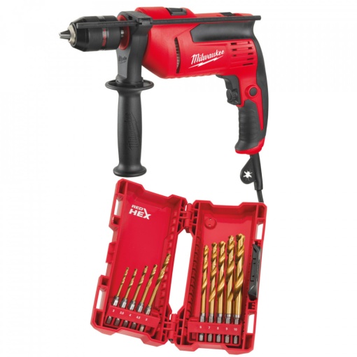 Masina de gaurit 705 W + set burghie gaurit metal 1-10 mm
