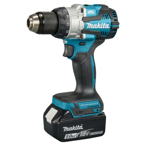 Masina de insurubat si gaurit cu percutie Makita LXT, 73 Nm, livrata cu 2 acumulatori 18V 5,0Ah