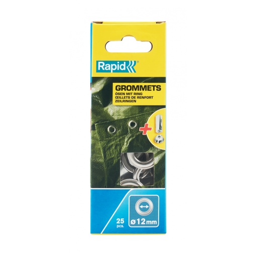 Ocheti Rapid diametru 12mm, otel finisat argintiu, include sistem de fixare, 25 buc set 5000413