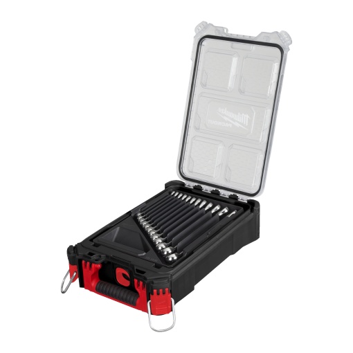 Set 15 chei combinate MILWAUKEE MAX BITE™ în organizator compact PACKOUT™