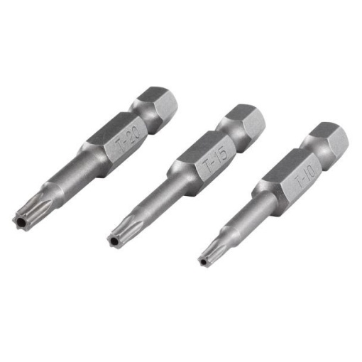 Set 3 biti siguranta Wolfcraft 1261000, TX10-15-20, lungime 50 mm, prindere E63
