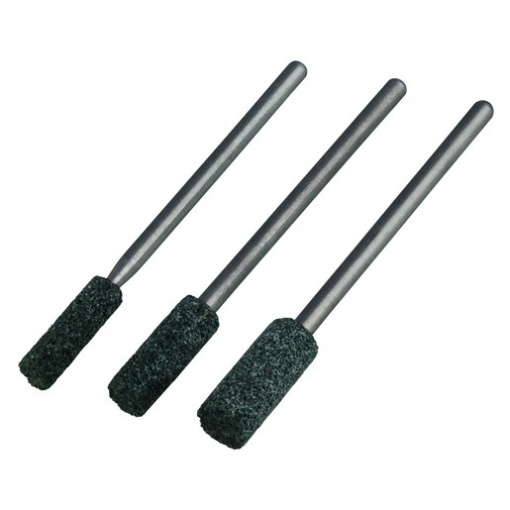 Set 3 pietre cilindrice pentru ascutit lantul la drujba Wolfcraft 2175000, tija prindere 2.3 mm, diametru 4/4,8/5,5 mm