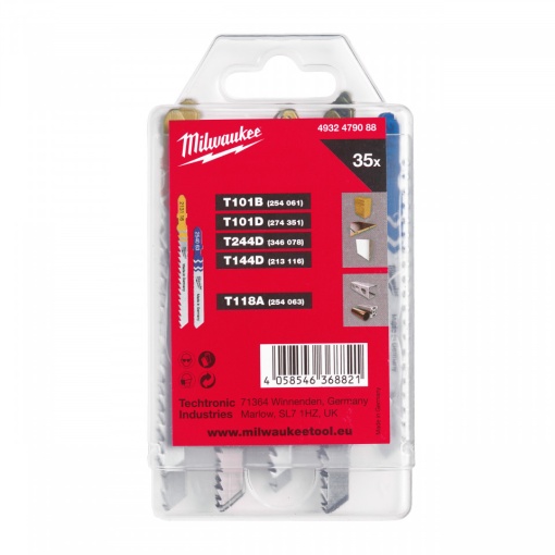 Set 35 buc pânze fierăstrău pendular - adecvate pentru utilizare în lemn și metal [ Conține: 7 x 4932213116 - T144D tăiere rapidă lemn , 7 x 4932274351 - T101D tăiere curată lemn, 7 x 4932254061 - T101B tăiere extra curată lemn, 7 x 4932346078 - T244D tăi