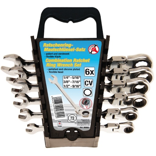 Set 6 chei combinate cu clichet articulate 1/4" - 9/16"