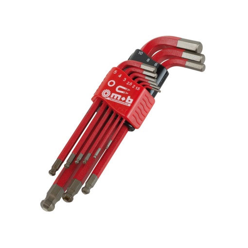 Set 9 chei lungi pentru locas hexagonal cu cap sferic si magnet MOB 1,5-10 mm