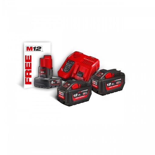 Set acumulatori M18™ High Output™ M18 HNRG-122 ( KIT: 2 x M18 HB12 Acumulator, M12-18 FC Încarcător, Fără cutie)