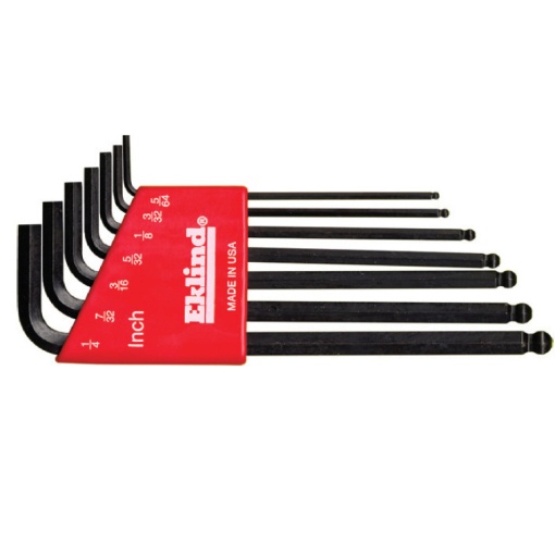 Set de 7 chei locas hexagonal lungi cu cap sferic in suport de plastic EKLIND 5/64''-1/4''
