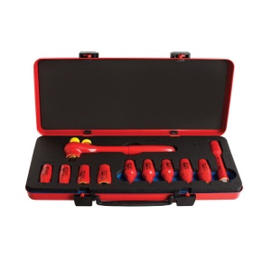 190VDE6P11 Set capete chei tubulare izolate la 1000 V si accesorii 1/2" in cutie metalica / 11 piese