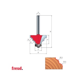 38- Freza profilata concav concav, cu rulment copier inferior, placata CMS, Z=2, cu coada, D 32.7 - 38-90008P