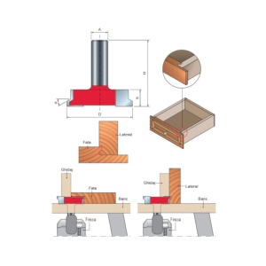 99- Freza profilata pentru sertare, placata CMS, Z=2, cu coada, DIM 50.5 - 99-24012P
