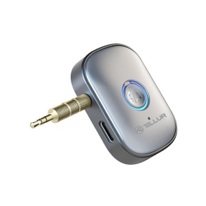 Adaptor Bluetooth 5.3 Tellur, receiver audio cu port AUX 3.5 mm, gri - Img 1