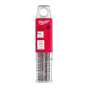 Burghie lungi MILWAUKEE HSS Ground pentru metal - DIN 340 Ø 2.5x62x95 mm - set 10 buc - Img 2