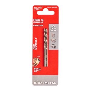 Burghie RED COBALT pentru metal - DIN 338 Milwaukee Ø 3.5x39x70 mm - blister 2 buc - Img 2