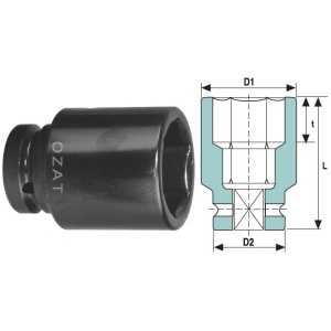 Cap cheie tubulara de impact 3.1/2" 6 laturi, lung 165
