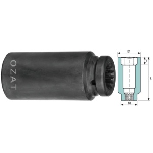 Cap cheie tubulara de impact 5 SPLINE, 6 laturi, lung 21