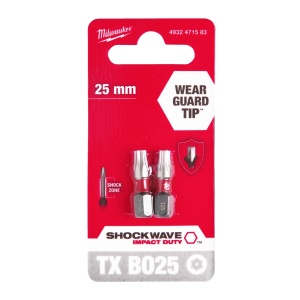 Cap surubelnita Torx cu gaura (TX BO) Milwaukee SHOCKWAVE - TX BO25 x 25 mm - 2 buc - Img 2