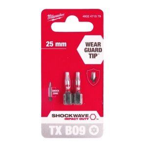 Cap surubelnita Torx cu gaura (TX BO) Milwaukee SHOCKWAVE - TX BO9 x 25 mm - 2 buc - Img 2