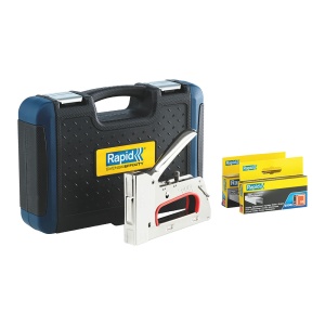 Capsator tacker Rapid PRO R353E kit cu servieta + 5000 capse, ajustare forta capsare in 3 trepte, capse 53 6-14 mm, include capse Rapid 53 6 (2500 buc cutie) + capse Rapid 53 8 (2500 buc cutie) - Img 1