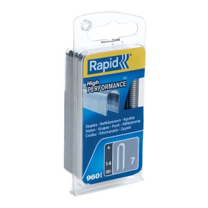 Capse Rapid 7 14 mm pentru cabluri, High Performance, galvanizate, semicirculare, 960 capse blister 40109524