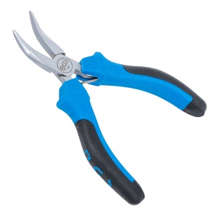 Cleste electronist BGS cu varf lung curbat, cu arc, 125 mm