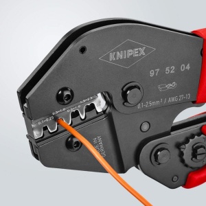 Cleste sertizat conectori cu fisa neizolati, deschisi, KNIPEX, 0.1 - 2.5 mm² - Img 4