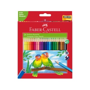 Creioane colorate triunghiulare + ascuțitoare eco Faber-Castell 24 culori/set