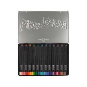 Creioane colorate triunghiulare black edition cutie metal Faber-Castell 36 culori/set - Img 2