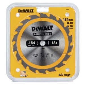 Disc Dewalt DT1938 pentru fierastrau circular, D 184x16x2.6 mm, 18 dinti, pentru taiere fina, seria Dewalt Construction - Img 2
