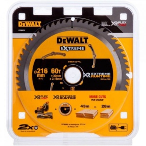 Disc Dewalt DT99570 pentru fierastrau circular, D 216x30x2.16 mm, 60 dinti, pentru taiere extra-fina, seria Extreme Runtime - Img 2