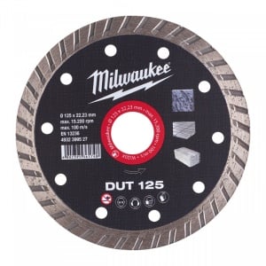 Discuri diamantate DUT Milwaukee, viteza TURBO in materiale constructii (Tip: DUT 125, Diametru disc (mm): 125)