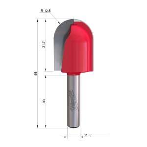 Freza cu profil concav Milwaukee S8, 25/68mm - Img 2