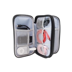 Geantă Tellur pentru organizare cabluri și accesorii, 21 x 12,5 x 6 cm, poliester, negru - Img 7