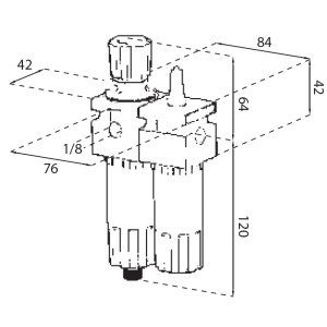 Grup de filtrare-ungere-reglare presiune, 1/4", 700l/min, 20 microni, FIAC - Img 2