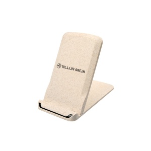 Încărcător wireless birou Tellur Green, certificat Qi, 15W, pliabil, crem