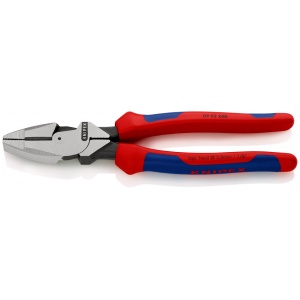 KNIPEX 09 02 240 Patenti Combi cu parghie mare "Lineman's Pliers" model american cu manşoane multicomponent vopsit negru 240 mm