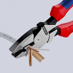 KNIPEX 09 02 240 Patenti Combi cu parghie mare "Lineman's Pliers" model american cu manşoane multicomponent vopsit negru 240 mm - Img 4