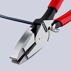 KNIPEX 09 11 240 Patenti Combi cu parghie mare "Lineman's Pliers" model american acoperit cu material plastic aderent vopsit negru 240 mm - Img 4