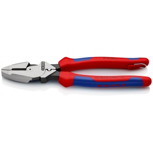 KNIPEX 09 12 240 T Patenti Combi cu parghie mare "Lineman's Pliers" model american cu manşoane suple, multicomponent, cu cârlig de fixare integrat pentru montarea unei siguranţe împotriva căderii vopsit negru 240 mm