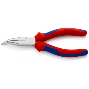 KNIPEX 25 25 160 Clește plat-rotund cu tăiș (patent cu cioc drept) cu manşoane multicomponent cromat 160 mm
