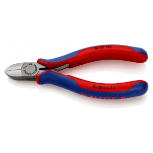 KNIPEX 76 22 125 Tăietor lateral (șfic) pentru electromecanici cu manşoane multicomponent vopsit negru 125 mm - Img 1