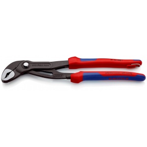KNIPEX 87 02 300 T Cobra® Clește high tech pentru pompe de apă cu manşoane multicomponent, cu cârlig de fixare integrat pentru montarea unei siguranţe împotriva căderii bonderizat în culoarea gri 300 mm