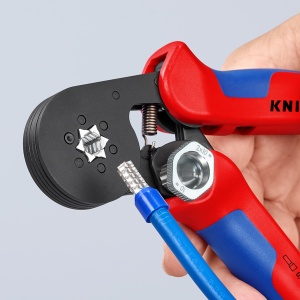KNIPEX 97 53 14 SB clește de sertizat ferule, cu autoreglaj cu introducere laterală cu manşoane multicomponent brunat 180 mm (carton cu autoservire/în blister) - Img 7