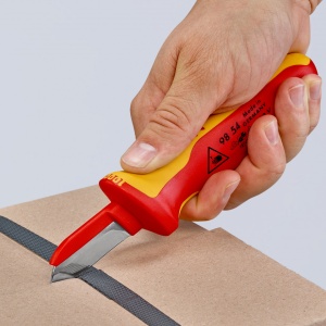 KNIPEX 98 54 Cuțit de tăiat cabluri mâner izolator multicomponent, testat de VDE 190 mm - Img 7