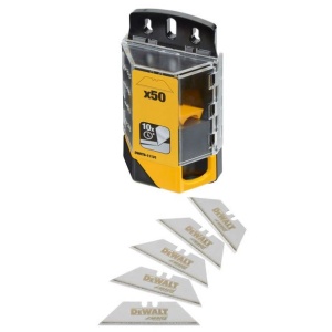 Lama trapez pentru cutter Dewalt DWHT8-11131, 62 x 19 mm, varfuri ascutite, muchie Carbide, set de 50 bucati