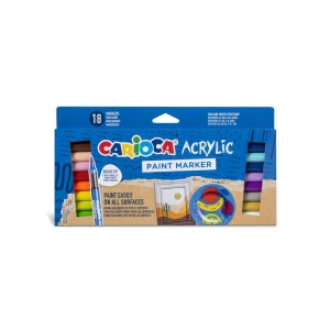Marker cu vopsea acrilică și vârf pensulă Carioca 18 buc/set - Img 1
